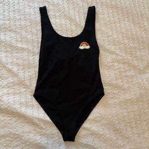 Forever 21 Black bodysuit with Vibrant Rainbow Patch